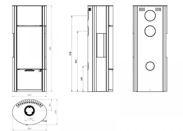 Ember Kaminofen E 15 XL Vollglastür